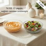 Glamis Selen Concept Mira model El Yapımı Cam Salata ve Meyve Kasesi 2'li Set - 2,5 L