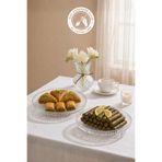 Glamis Selen Concept Örgü Model El Yapımı Cam Ayaklı Kek ve Pasta Sunumluk 2'li Set