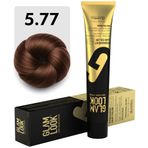 GLAMLOOK Kalıcı Saç Boyası | 5.77 Yoğun Açık Kahve | Koruyucu, nemlendirici, besleyici yağlar, düşük amonyak seviyesi, profesyonel 79 renk