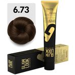 GLAMLOOK Kalıcı Saç Boyası | 6.73 Koyu Kumral Dore Kahve | 100 ml | Koruyucu, nemlendirici, besleyici yağlar, düşük amonyak seviyesi, profesyonel 79 renk