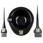 GLAMLOOK Profesyonel Saç Boyama Seti | Boya Karıştırma Kabı ve 2 Farklı Boyut Uygulama Fırçası | Ergonomik Tutuşlu, Kuaför ve Ev Tipi Boyama Kiti