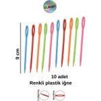 Glanart 10 Adet Plastik Iğne 9 Cm, Örgü Iğnesi - 1 Adet - Çok Renkli