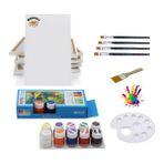 Glanart 10 Renk Akrilik Boya Seti 25X35 Tuval Ipek Fırça Seti 10X20 ml - 00