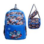 Glanart 3 Gözlü Full Astarlı Ilkokul Çantası+ Termoslu Beslenme + Kalemlik 3 Lü Set Player - 40x25x30 cm - Mavi