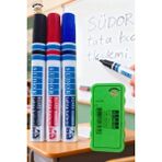 Glanart 3 Renk Tahta Kalemi ve Mıknatıslı Tahta Silgisi Bordmarker 1 Set Südor - 1 Adet - Çok Renkli