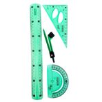 Glanart 30 cm esnek kırılmaz cetvel takımı 4 lü set (CETVEL,PERGEL,AÇIÖLÇER VE PERGELLİ SET)