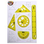 Glanart (CETVEL, GÖNYE, AÇI ÖLÇER VE DAİRE ŞABLONU SETİ ) 30 cm esnek kırılmaz cetvel takımı 5 lİ set SARI