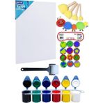 Glanart Çocuklar Için Etkinlik Seti Parmak Boyası Ponpon Eva Baskı 25 x 35 cm Tuval Rulo Fırça
