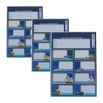 Glanart Kendinden Yapışkanlı Okul Etiketi-Kitap Defter Etikeli 3 Parça (24 Kitaplık) - Mavi - 1 Adet