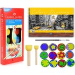 Glanart Sulu Boya Baskı Seti Ponpon Fırçalı Resim Defterli 25 x 35 cm
