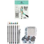 Glance Alex Marker Eskiz Defteri 200GR A5 40YP Cretacolor 6'lı Aquarell Sulandırılabilir Fırçalı Eskiz Set