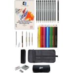 Glance Alex Schoeller 25X35 Resim Defteri SPIRALLI165GR Faber-Castell Grip Boya Kalemi Çantalı Çizim Eskiz