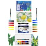 GLANCE Alex Schoeller Art Suluboya Defteri 300gr A5 12 Yaprak Daler Rowney Aquafine Sulu Boya Seti 12'li