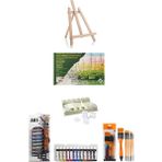 Glance Art-X 12 ml 12 'li Akrilik Set-Orta Boy Şövale-Art Liva-Zemin Fırçan:8-5 Parça Sanat Seti