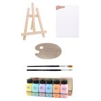 Glance Artdeco Akrilik Boya 6X75 ml Pastel 25X35TUVAL Ahşap Palet Mini Masaüstü Şövale Seti