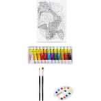 Glance Artdeco Desenli Tuval 30X40 Deniz Altı Balığı Fanart Academy Akrilik Boya Seti 12 Renk x 12ML
