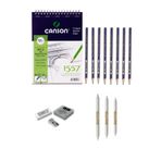 GLANCE Canson 1557 Eskiz Defterli Karakalem Çizim Seti