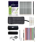 Glance Canson A5 Eskiz Defteri 120 gr Lyra Dereceli Kalem Faber Aquarel Kalem Rulo Çantalı Çizim Eskiz Seti