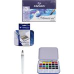 Glance Daler Rowney Aquafine 24'lü Tablet Suluboya Seti 18X25CM 300GR Fırça Uçlu Kalem 1 Adet Canson Defter