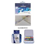 GLANCE Daler Rowney Aquafine 24'lü Yarım Tablet Suluboya Seti Canson Montval Suluboya Defteri 24x32cm 300gr