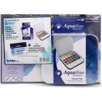 Glance Daler Rowney Aquafine 24'lü Yarım Tablet Suluboya Seti Metal Kutulu ve Canson Montval Defteri 18x25cm 300gr