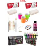 Glance Das Beyaz Seramik Kili 2 x 500 gr Neon Renkli Rich Mastermix Akrilik Boya 60 CC 6lı Set Özellikli