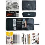 Glance Eskiz A5 120 gr Adel Dereceli Kalem Seti 8'li Siyah Kalemlik 24 Bölmeli + Kalem Kutusu Set