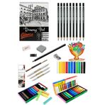 GLANCE Eskiz Defteri A5 120 gr 50 Yp Lyra Dereceli Kalem Fanart Academy Toz Pastel Seti 12 Renk