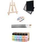 Glance Mini Şövale Artdeco Akrilik Boya 6X75 ml Pastel Renkler 25X35 Siyah Tuval Akrilik Başlangıç Seti