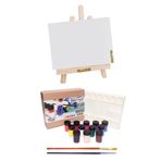 Glance Rich Şişeli Palet 25 ml x 12'li Akrilik + Masaüstü Şövale + 25X35 Tuval Set