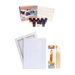 Glance Rich Şişeli Palet 25 ml x 12'li Akrilik Set 35X50 Tuval Daller Rowney 4'lü Fırça Seti