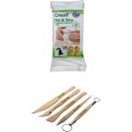 Glance Seramik Kil Beyaz 500 gr + Modelaj Kalemi Ebeşuar 5 Li Ahşap Set
