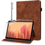 GLANDOTU Samsung Galaxy Tab A6 10.1 2016 SM-T580/T585 için koruyucu folyo ve Stylus kalem ile - ultra ince stant fonksiyonlu Flip Cover PU deri kılıf (kahverengi)