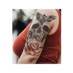 GLANZEND Gerçek Dövme Görünümlü Kelebek Gül Kuru Kafa Modelli 3 Boyutlu Tattoo, Geçici Dövme