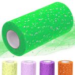 Glarks 1 rulo 15 cm x 45,72 m parıltılı tül rulo, çimen yeşili parlak tül makara, payet, tül ağ kumaş, kendin yap tütü etek, düğün, doğum günü, bebek duşu için