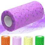 Glarks 1 rulo 15 cm x 45,72 m parıltılı tül rulo, koyu kırmızı-lila ışıltılı tül makara, payet, tül, kendin yap tütü etek, düğün, doğum günü, bebek duşu için