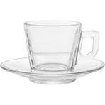 Glass In Love Cam Desensiz Kahve Fincan Seti 90 ml - 6 Kişilik 12 Parça – Tabaklı Türk Kahvesi Fincanı - 3S300540 - 6 Adet - Şeffaf