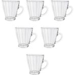 Glass In Love Cam Kupa Seti 180 ml 6'lı – Dikey Yivli Desen Cam Bardak Seti - 3M300153 - 6 Adet