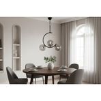 Glass Word 3 Füme Camlı Siyah Kasalı Avize, Krom