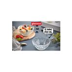 Glassco Kristalize 12'li Cam 11.5 Cm Kase Çerezlik Sunumluk 250 Cc Büyük Boy Cam Kase