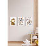 glassify Çocuk Odası Harfler Ve Rakamlar 3 Parçalı Mdf Tablo 20 cm