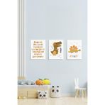 glassify Dinozor Temalı Haftanın Günleri 3 Parçalı Mdf Tablo 20 cm