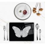 Glassium Home Decoration Gümüş Kelebek Supla Takımı