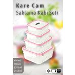 Glasslock Kare Cam Saklama Kabı 4'lü Set