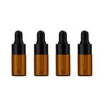 glasstore 30 adet kehribar cam damlalık şişeler mini boş numune şişe uçucu yağ damlatma şişeleri parfüm kavanozları cam göz damlalıklı ve siyah kapaklı kozmetik kabı (3 ml)