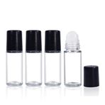 glasstore 4 ADET 30 ml Esansiyel Yağ Rulosu Şişesi, Boş Doldurulabilir Şeffaf Cam Rulo Şişeler Plastik Rulo Toplar ve Siyah Kapaklı Parfüm Rulosu Şişeleri