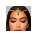 GlassySKY (GOLD YEŞİL) Hint Başlık/Alınlık/Hanfu Taç Saç Tesettür Aksesuar Düğün/Nişan/Gelin/Kına/Doğum Günü