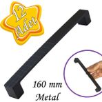 Glaswen 12 Adet Bihter Desenli Kulp 160 mm Siyah Mutfak Kulpu Çekmece Dolap Kapak Kulbu Metal Mobilya Dolabı