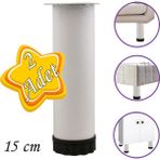 GLASWEN 2 Adet Metal Ayarlanabilir 15 Cm Beyaz Destek Ayağı Mobilya Kanepe Baza Koltuk Dolap Sehpa Tv Ünitesi Ayağı