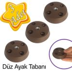 Glaswen 3 Adet Düz Ayak Tabanı Kahverengi Mobilya Masa Sehpa Ayağı Bağlantı Aparatı Plastik